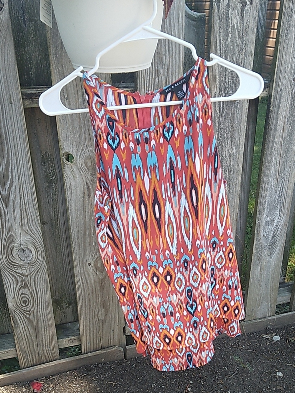 Zac & Rachel Multicolor Ikat-Style Top in Rust, Turquoise & Black